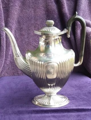 Unbranded Sterling Silver Vintage Ribbed Style Coffee Pot