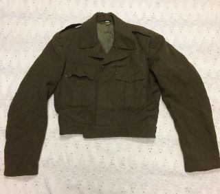 Vtg Us Army Military Wool Cropped Mens Officers Jacket Uniform Dress Coat 36r