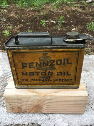 Rare Vintage Pennzoil Motor Oil Can With Bell From 1920 ' s Or 1930 ' s 3
