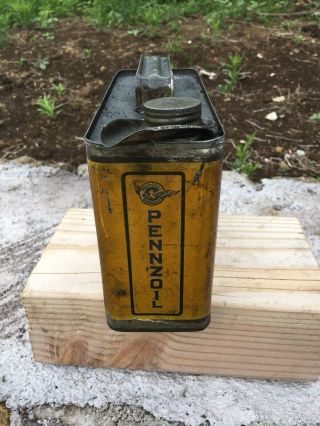 Rare Vintage Pennzoil Motor Oil Can With Bell From 1920 ' s Or 1930 ' s 4