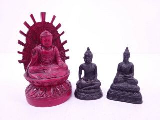 73278 Japanese Resin Craft / Buddha God Miniature Statue Set Of 3