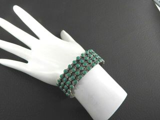 Vintage Zuni Snake Eye Solid 925 Sterling Silver Neddle Point Turquose 4 Row 6 "