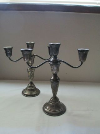 Pair Garden Silversmiths Pure Sterling Silver Weighted Candle Candlesticks