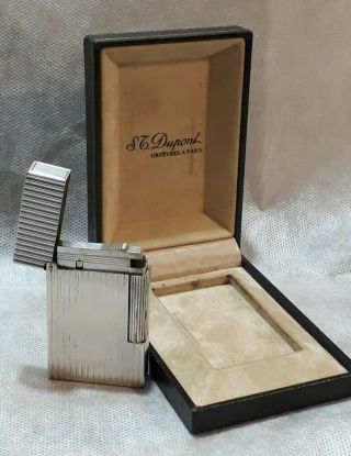 Vintage S.  T.  Dupont Gas Lighter Silver Plated Made In France