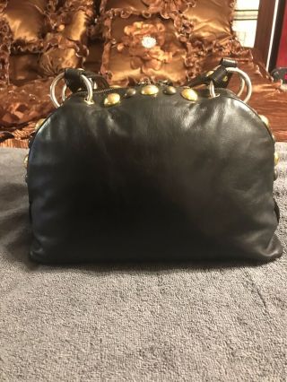 GUCCI Black Leather Babouska Heart Dome Medium Satchel Bag 100 Authentic Rare 2