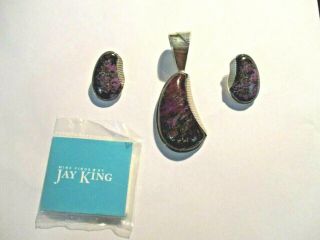 DTR Jay King Amethyst Stone Sterling Silver Necklace Pendant & Earrings 4