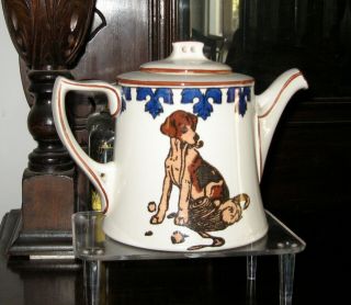 Rare Royal Doulton Art Deco Teapot Signed Cecil Aldin 