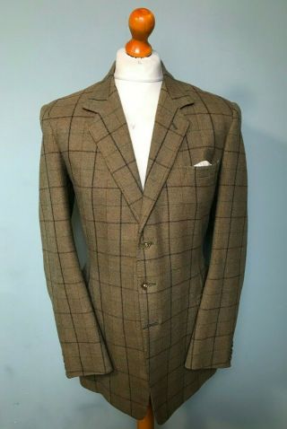 . Vintage Bespoke Three 3 Piece Checked Tweed Suit Size 40 42 Long