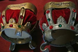 Set Of Vintage Crownroyal Red Velvet Whiskey Stands Gold & Silver