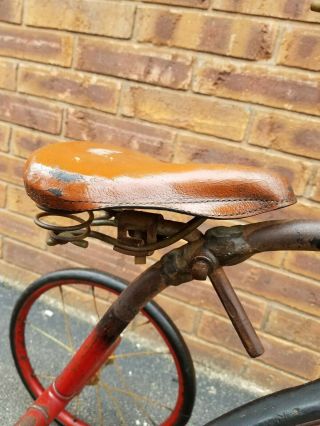 tricycle seat LEATHER PRE WAR Vtg ANTIQUE Bike Part AMERICAN TOLEDO OHIO 3