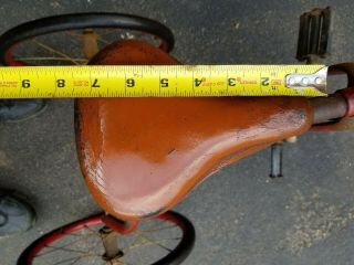tricycle seat LEATHER PRE WAR Vtg ANTIQUE Bike Part AMERICAN TOLEDO OHIO 5