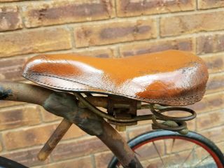 tricycle seat LEATHER PRE WAR Vtg ANTIQUE Bike Part AMERICAN TOLEDO OHIO 8