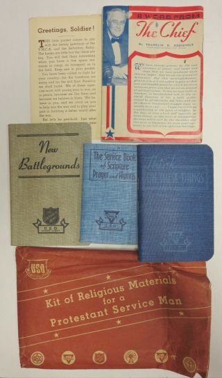 Ww2 Vintage Kit Of Religious Materials For A Protestant Service Man