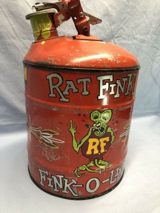 Vintage Gas Can Rat Fink Fink O Line Hand Painted Ed Roth (a11)