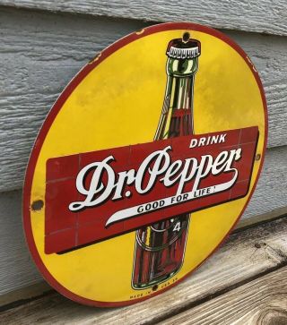 VINTAGE DR PEPPER PORCELAIN GAS SODA BEVERAGE DRINK DEW COCA COLA BOTTLES SIGN 2