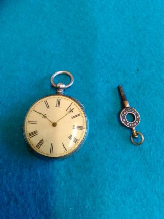 Antique Fine Silver Cased Engraved Pocket Watch & Key - For Repair (1804)