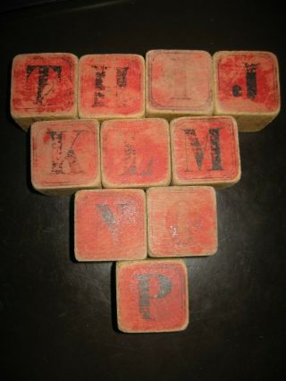 Set of (9) Antique Vintage Wooden Number Blocks - 2 