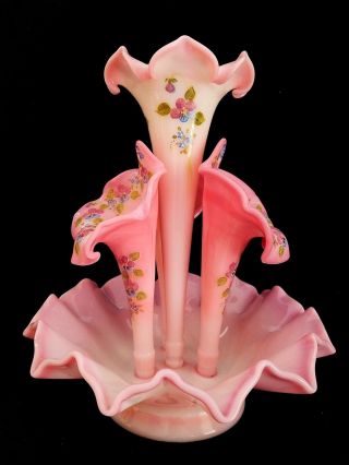 Rare Fenton Rosalene Epergne By Marilyn Wagner Frit Flowers & Butterflies 63