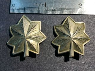 Set Of 2 Wwii Us Army Officer Major Oak Leaf Cluster Collar Badge Pin Meyer E10