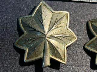Set of 2 WWII US Army Officer Major Oak Leaf Cluster Collar Badge Pin Meyer e10 2