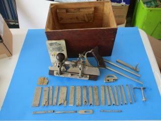 Vintage Stanley No.  45 Cutters & Box Combination Woodworking Plane
