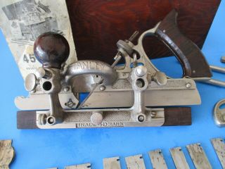 vintage Stanley No.  45 cutters & box combination woodworking plane 2