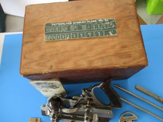 vintage Stanley No.  45 cutters & box combination woodworking plane 3