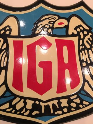 Vintage 1950 ' s IGA Grocery Store Porcelain Metal Sign W/Eagle 2
