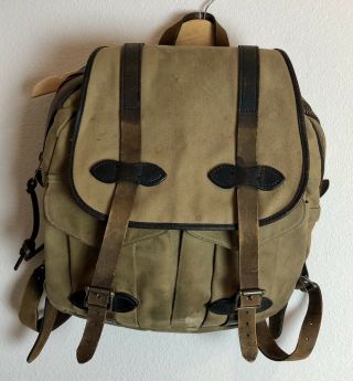 Filson Vintage Rucksack Backpack Bag - Talon Zippers Waxed Canvas