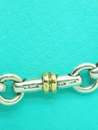 Vintage Tiffany & Co Silver 18K Gold Bar Link Italy Bracelet 7 Inch Very Rare 4