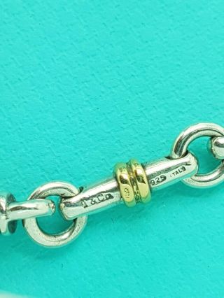 Vintage Tiffany & Co Silver 18K Gold Bar Link Italy Bracelet 7 Inch Very Rare 5