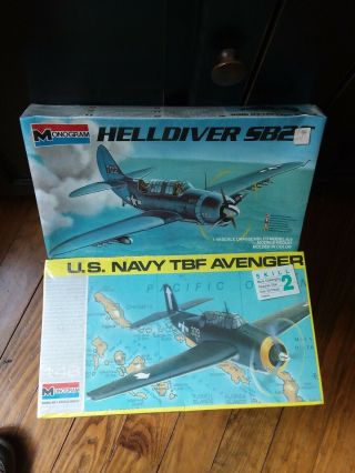 Monogram 1/48 Ww Ii Navy Carrier Planes Tbf Avenger,  Helldiver Sb 2c