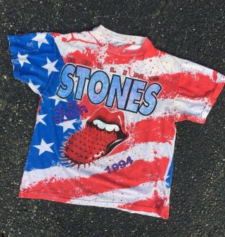 Vintage 90s Rolling Stones 1994 Voodoo Lounge Tour T Shirt Usa Allover Print