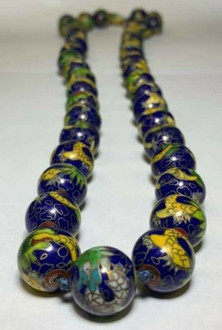 Vintage Chinese Cloisonne Beaded Dragon Necklace