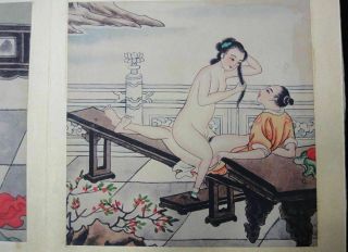 Large Old Chinese Hand Painting Sexy Erotic People Drawing Book 