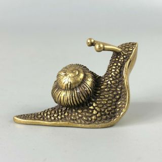 Rare Collectible Chinese Old Antique Brass Handwork Snail Small Ornament Statue