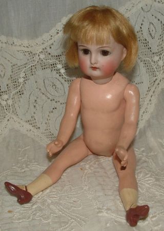 Antique German Halbig K R Doll,  Open Mouth,  Teeth - Bisque Head,  8 " Compo Body