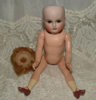 Antique German Halbig K R Doll,  Open Mouth,  Teeth - Bisque Head,  8 