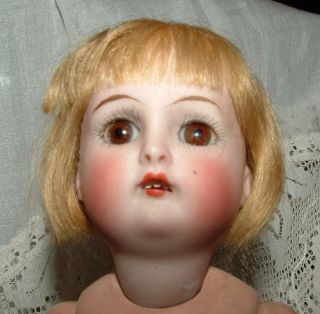 Antique German Halbig K R Doll,  Open Mouth,  Teeth - Bisque Head,  8 