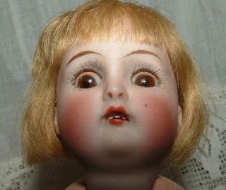 Antique German Halbig K R Doll,  Open Mouth,  Teeth - Bisque Head,  8 