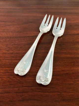 (2) Tiffany & Co.  Sterling Silver 3 - Tine Salad Forks Colonial Monogram Efw