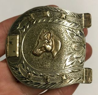 Vintage Western Silversmiths Silver & 10k Gold Belt Buckle