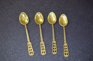 4 David Andersen Norway Sterling 925/gold Vermeil Black Enamel Demitasse Spoons