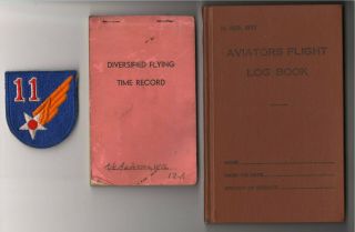 Orig.  1940s Usaaf 11th Af Pby Pilot’s Flight Log Book & Flying Time Record Book
