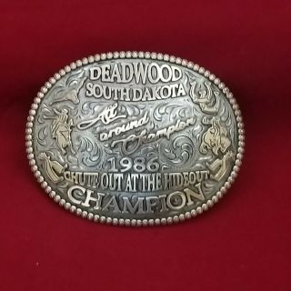 Trophy Rodeo Buckle Champion Vintage Deadwood South Dakota 1986 All Around 727
