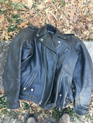 1970s Vintage Harley Davidson Black Leather Motorcycle Jacket Biker Coat