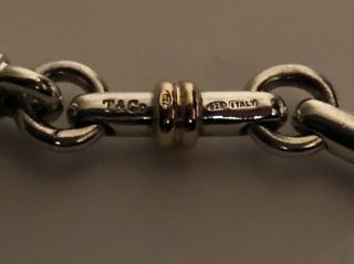 Rare Vintage Authentic Tiffany & Co Bar Link Bracelet Sterling Silver & 18k Gold 10