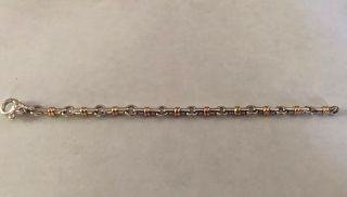 Rare Vintage Authentic Tiffany & Co Bar Link Bracelet Sterling Silver & 18k Gold 5