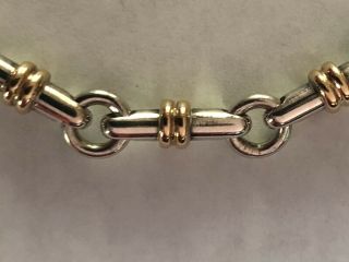 Rare Vintage Authentic Tiffany & Co Bar Link Bracelet Sterling Silver & 18k Gold 6