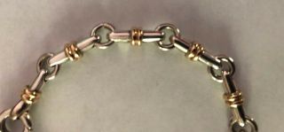 Rare Vintage Authentic Tiffany & Co Bar Link Bracelet Sterling Silver & 18k Gold 7